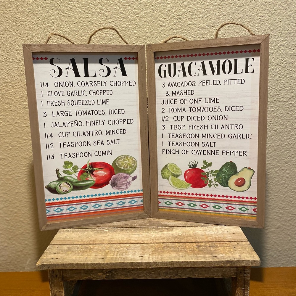 Salsa & Guacamole Wall Decor Set Of 2, Salsa Ingredients & Guacamole Ingredients